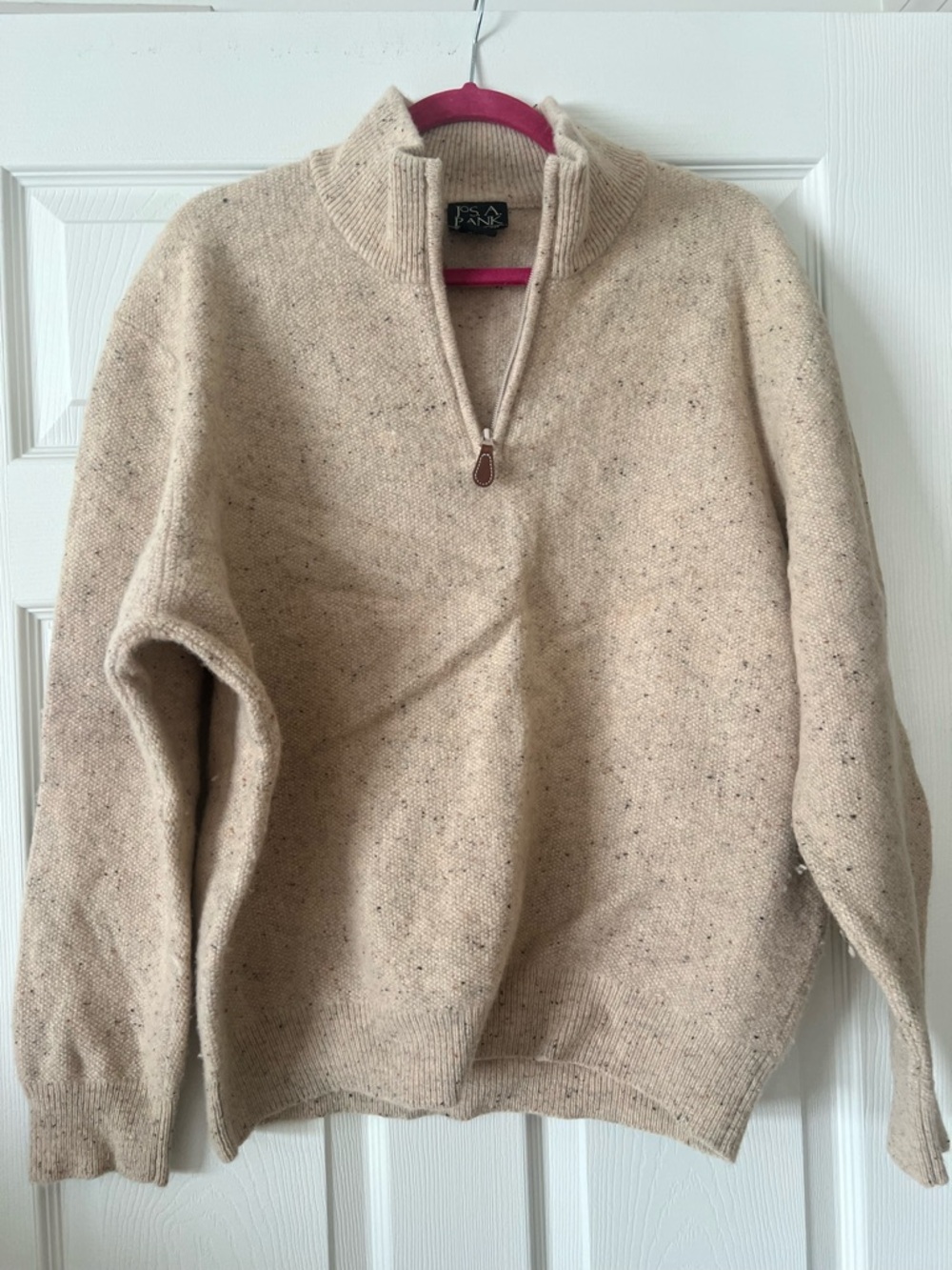 Jos. A. Bank Cream Speckle Half-Zip Sweater